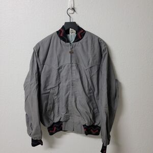 Walls Gray Western Jacket With Aztec Hem Accents Men's Large Regular